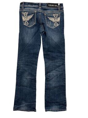 L.A. Idol USA Womens Embroidered Flare Jeans Size 5 W29 L33 Blue Denim